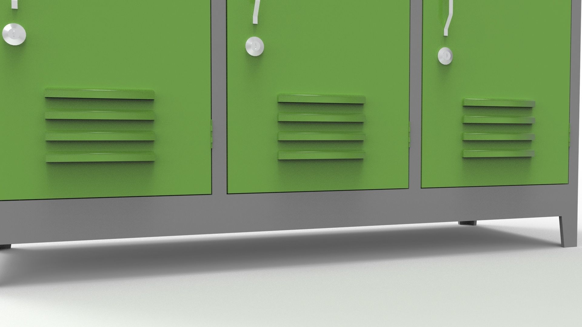 METAL CABINET -TRIPLE LONG- SIX COVER-GRAY AND GREEN Low-poly 3D model_64