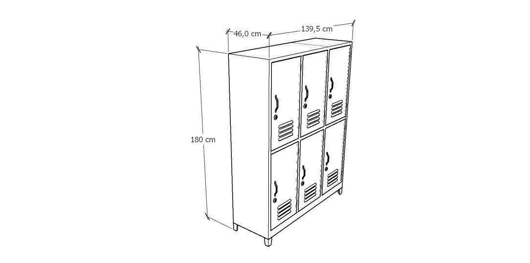 METAL CABINET -TRIPLE LONG- SIX COVER-GRAY AND GREEN Low-poly 3D model_4