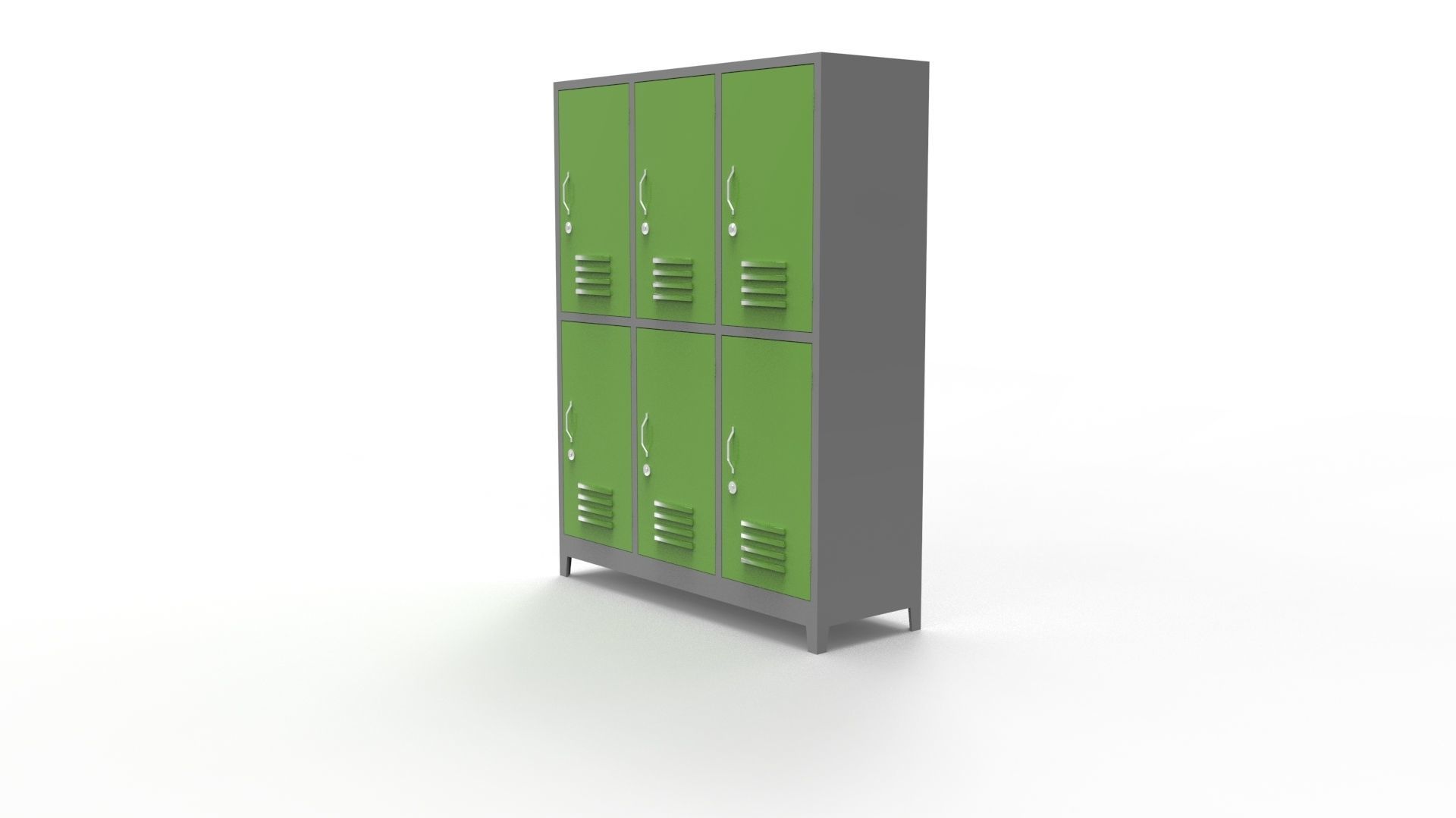 METAL CABINET -TRIPLE LONG- SIX COVER-GRAY AND GREEN Low-poly 3D model_47