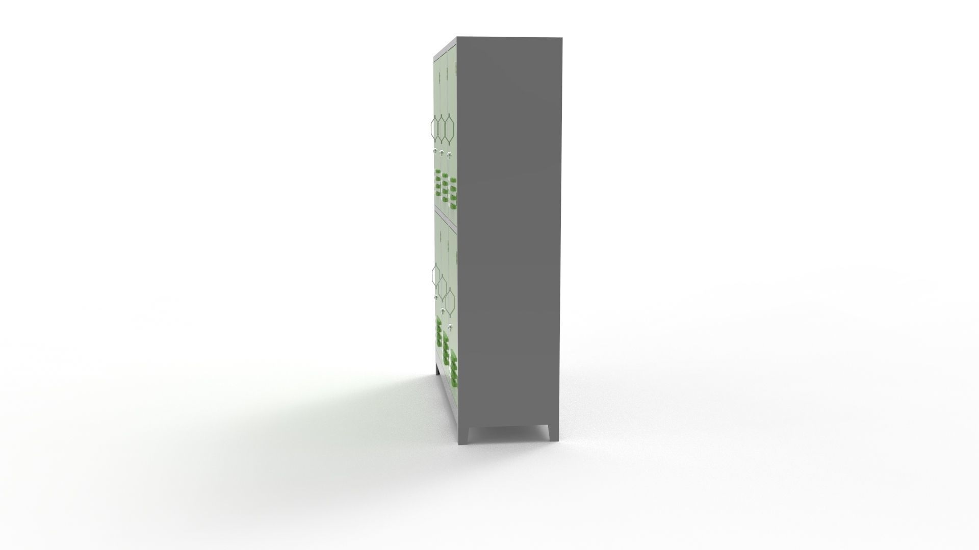 METAL CABINET -TRIPLE LONG- SIX COVER-GRAY AND GREEN Low-poly 3D model_43