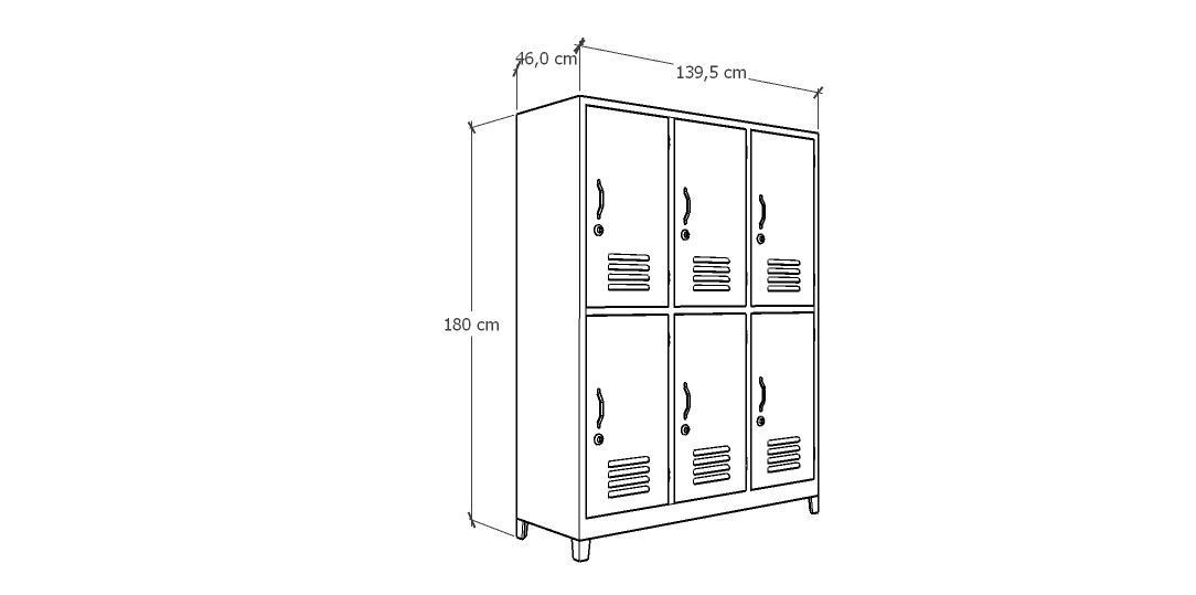 METAL CABINET -TRIPLE LONG- SIX COVER-GRAY AND GREEN Low-poly 3D model_2