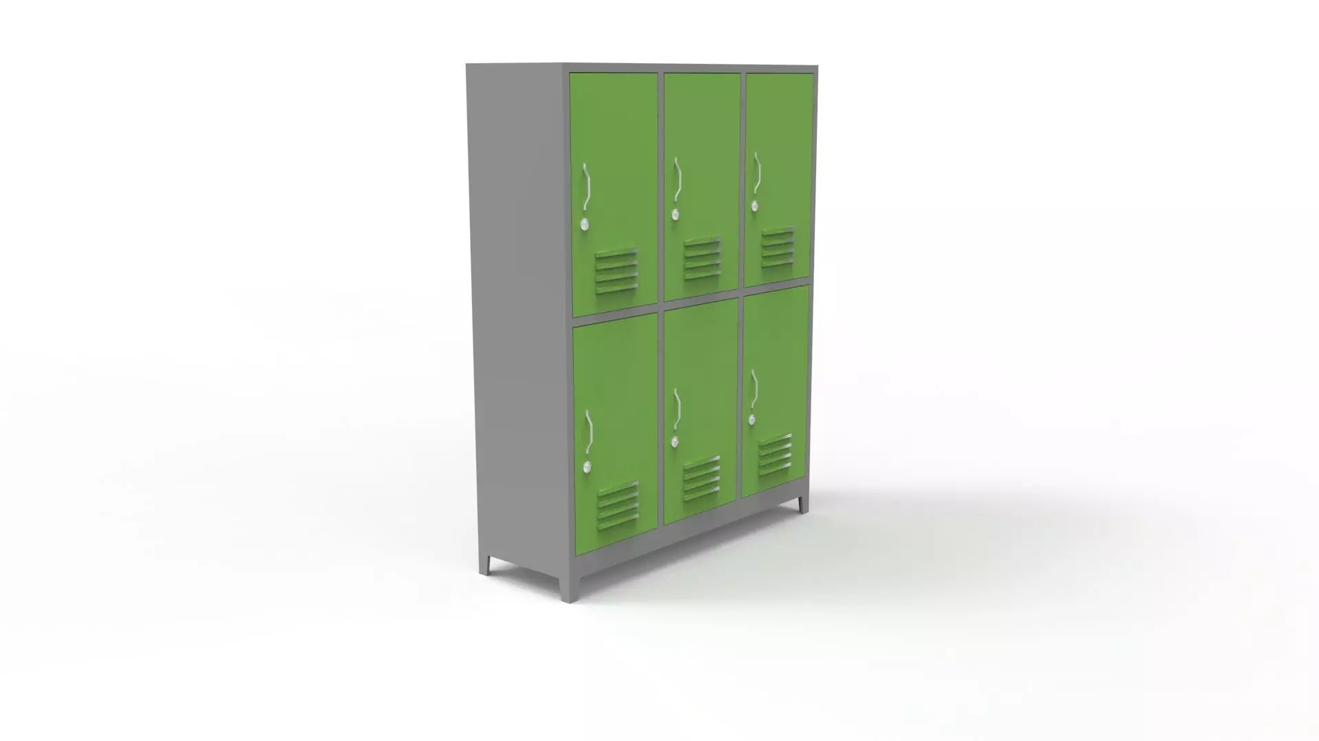 METAL CABINET -TRIPLE LONG- SIX COVER-GRAY AND GREEN Low-poly 3D model_0