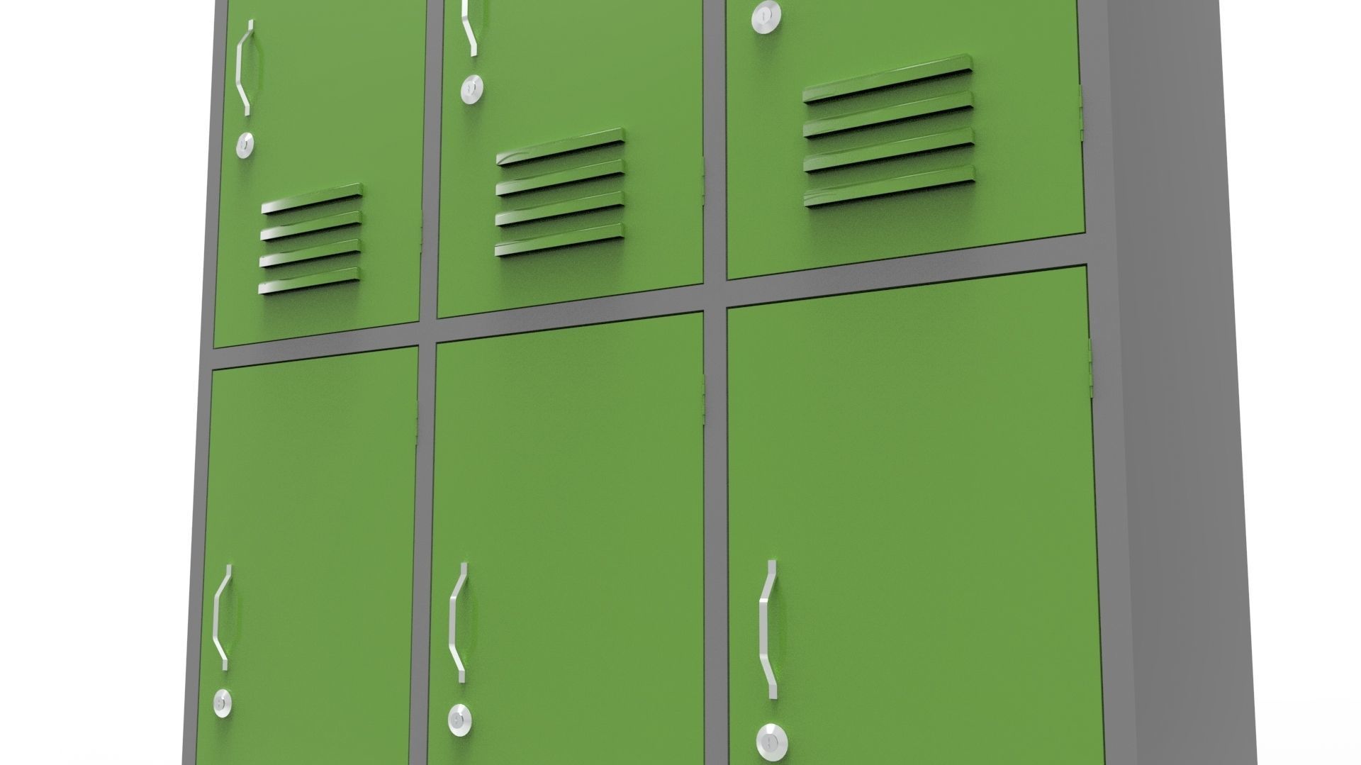 METAL CABINET -TRIPLE LONG- SIX COVER-GRAY AND GREEN Low-poly 3D model_57