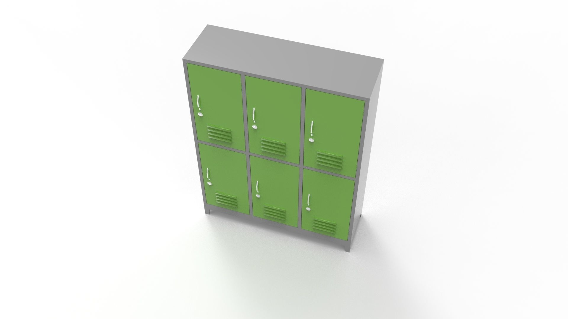 METAL CABINET -TRIPLE LONG- SIX COVER-GRAY AND GREEN Low-poly 3D model_53