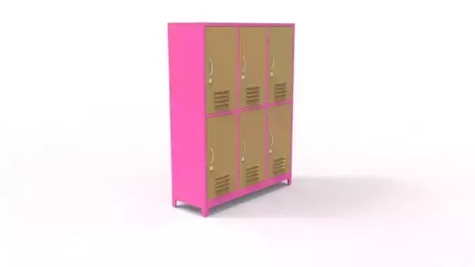 METAL CABINET -TRIPLE LONG- SIX COVER-PINK AND CREAM