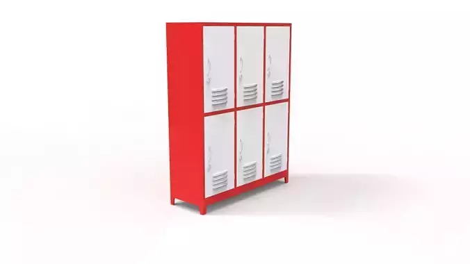 METAL CABINET -TRIPLE LONG- SIX COVER-RED AND WHITE