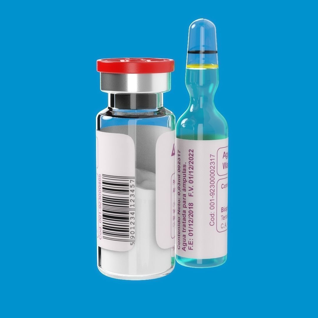 Vaccine vacuna with vial ampula ampolleta 3D model_1