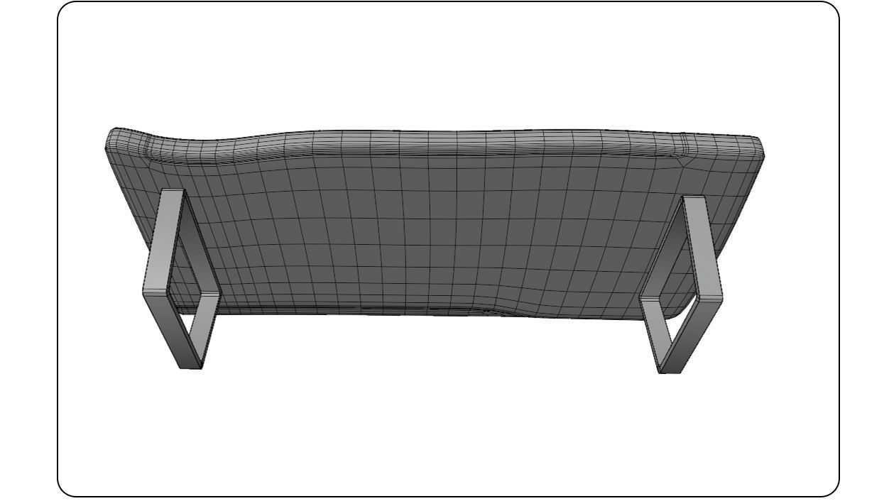 Wooden Table with chrome legs Low-poly 3D model_13