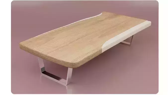 Wooden Table with chrome legs Low-poly 3D model Wooden Table with chrome legs Low-poly 3D model