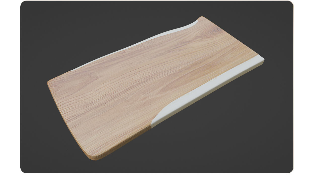 Wooden Table with chrome legs Low-poly 3D model_9