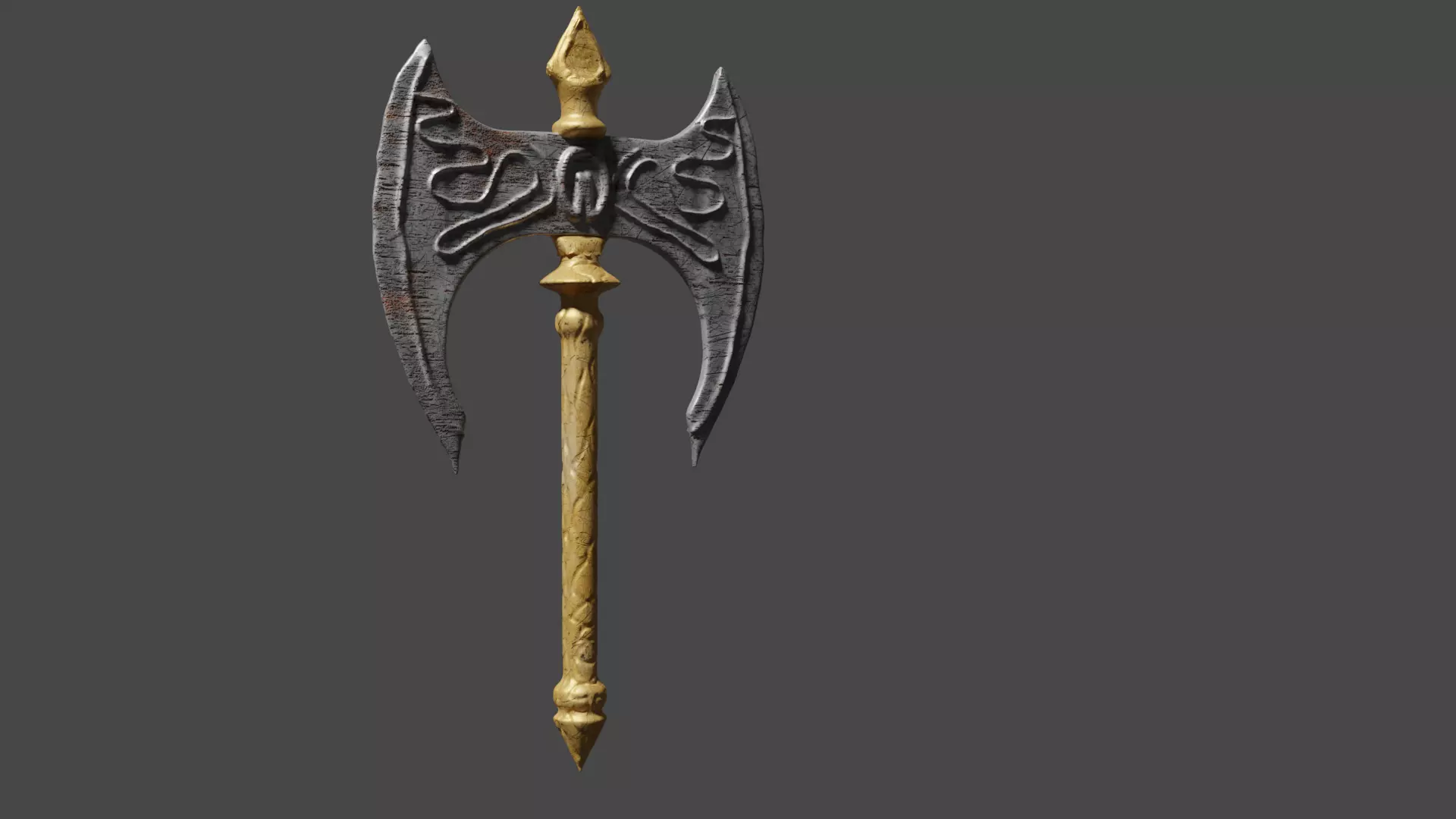 LowPoly Axe sword with golden handle Free low-poly 3D model