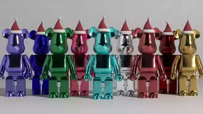 metalic BearBrick New Year statuette figurine