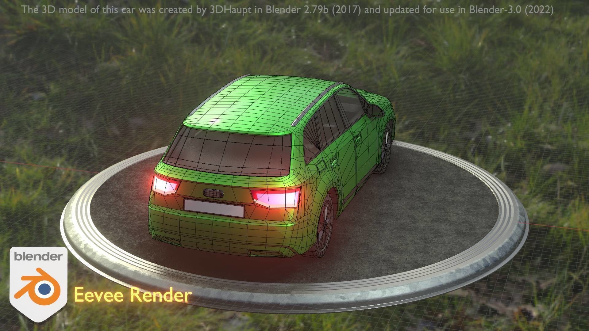 City Car 46 SUV Type-B Green Low-poly 3D model_71