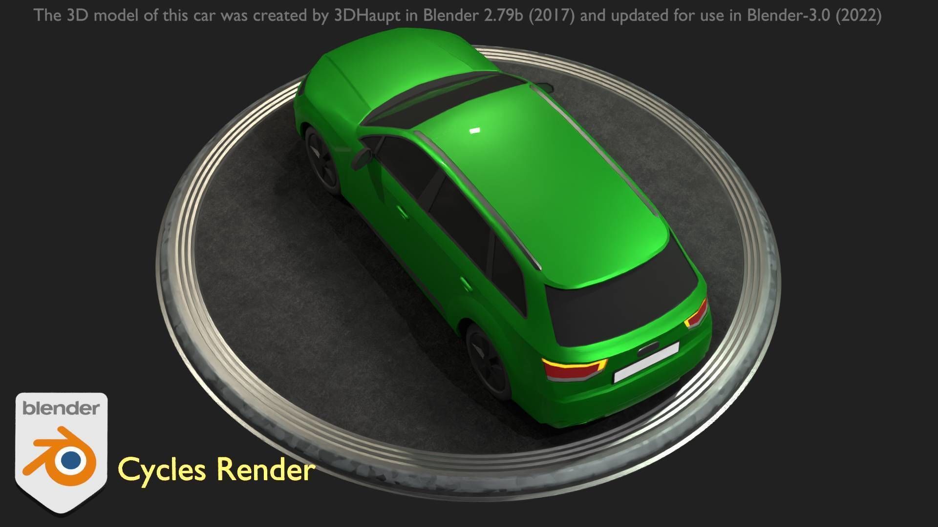City Car 46 SUV Type-B Green Low-poly 3D model_3