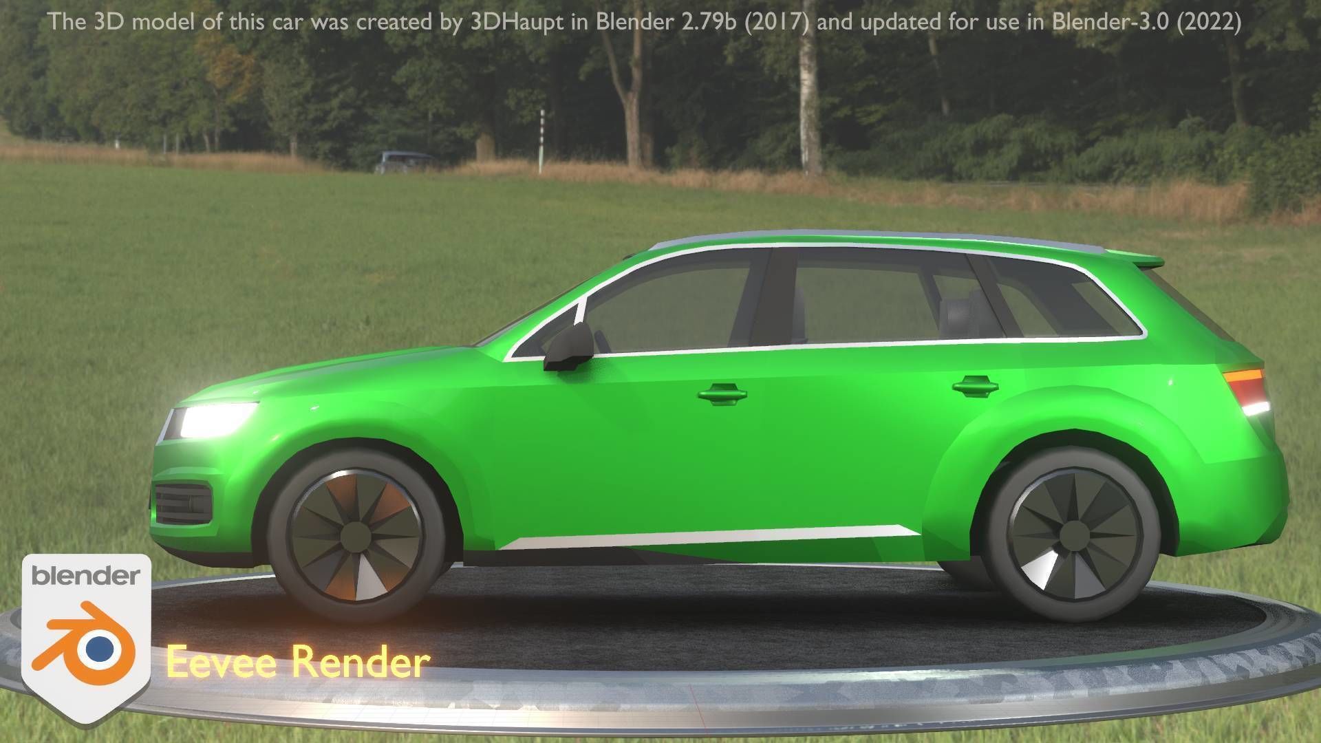 City Car 46 SUV Type-B Green Low-poly 3D model_24