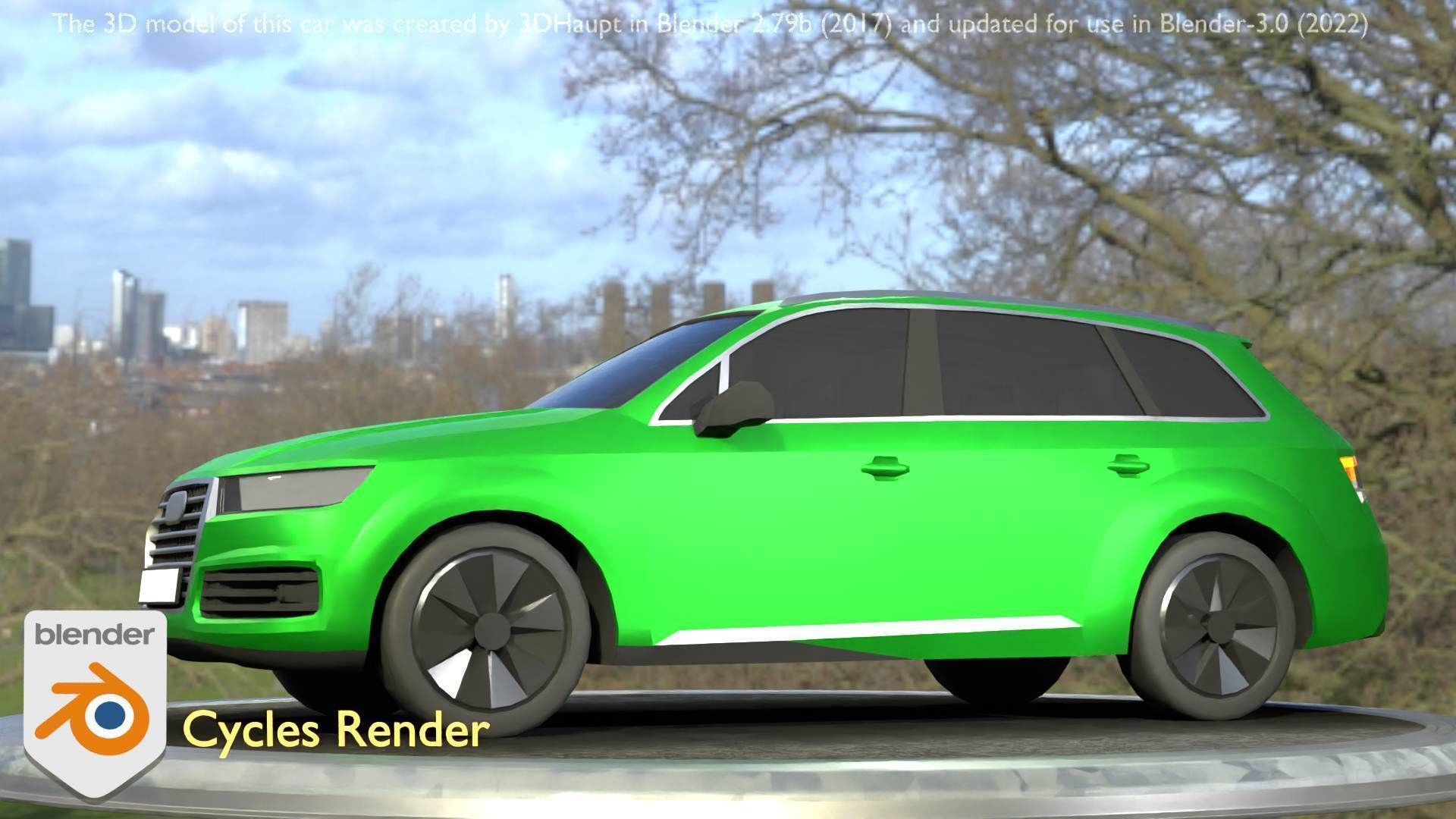 City Car 46 SUV Type-B Green Low-poly 3D model_12