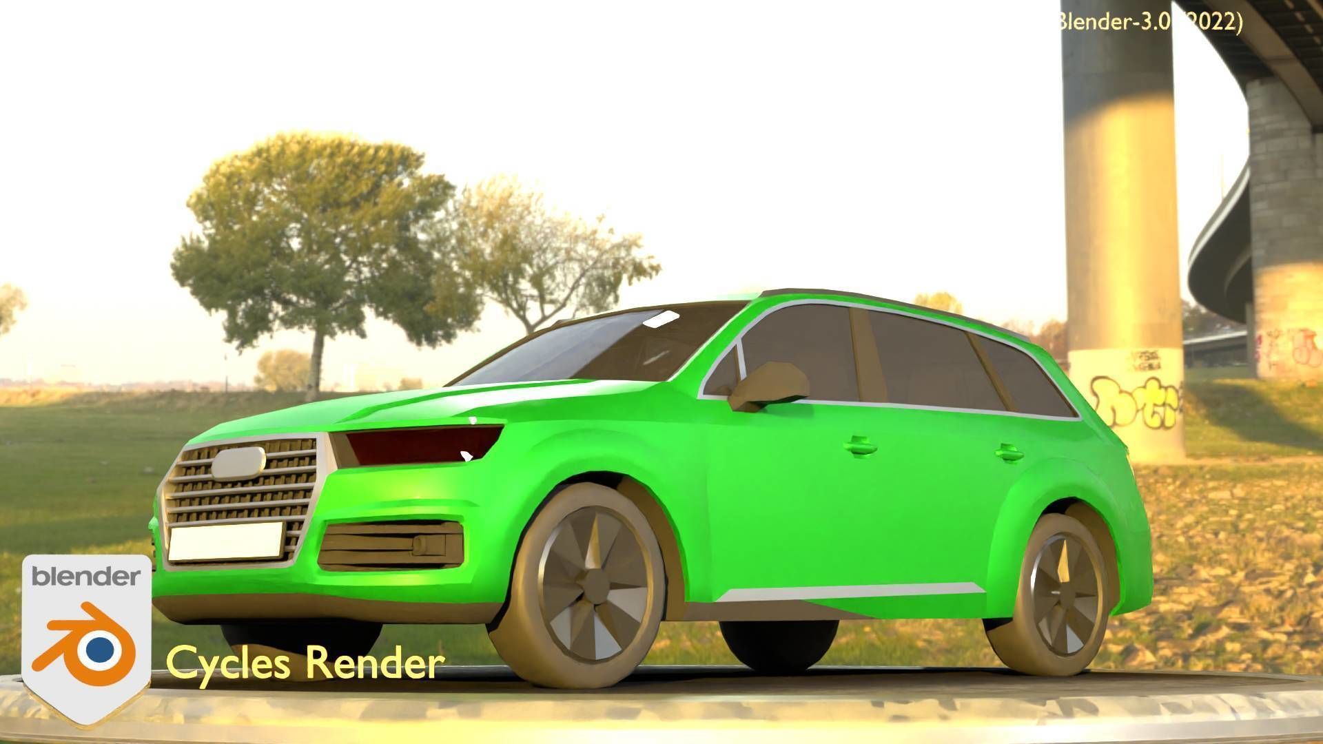 City Car 46 SUV Type-B Green Low-poly 3D model_64