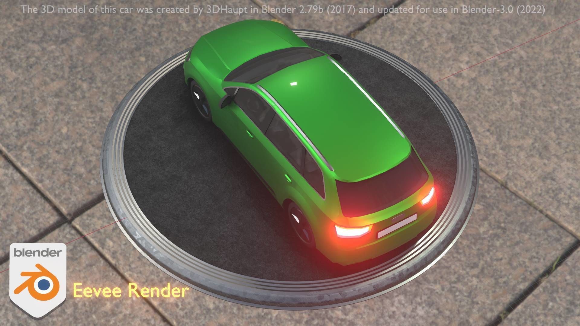 City Car 46 SUV Type-B Green Low-poly 3D model_9