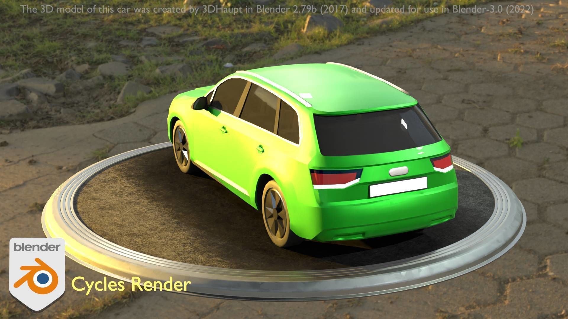 City Car 46 SUV Type-B Green Low-poly 3D model_13