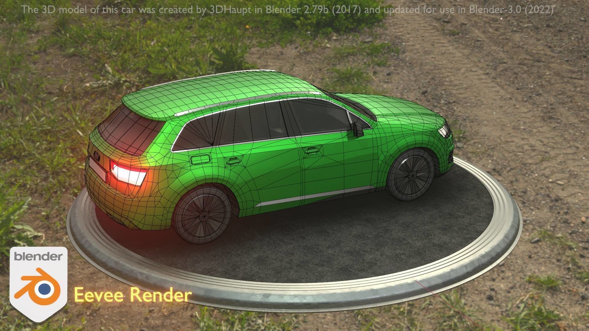 City Car 46 SUV Type-B Green Low-poly 3D model_73