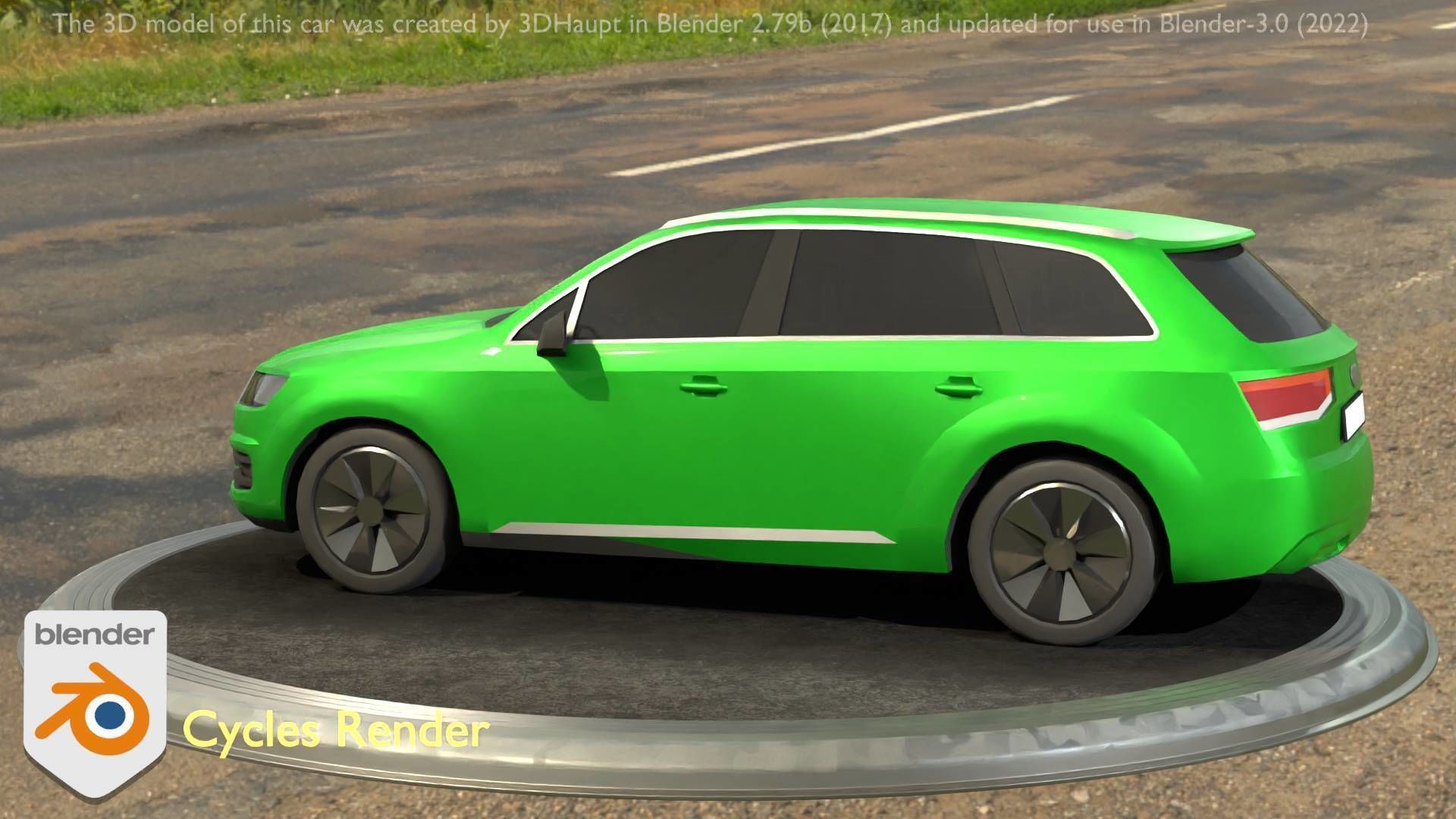 City Car 46 SUV Type-B Green Low-poly 3D model_25