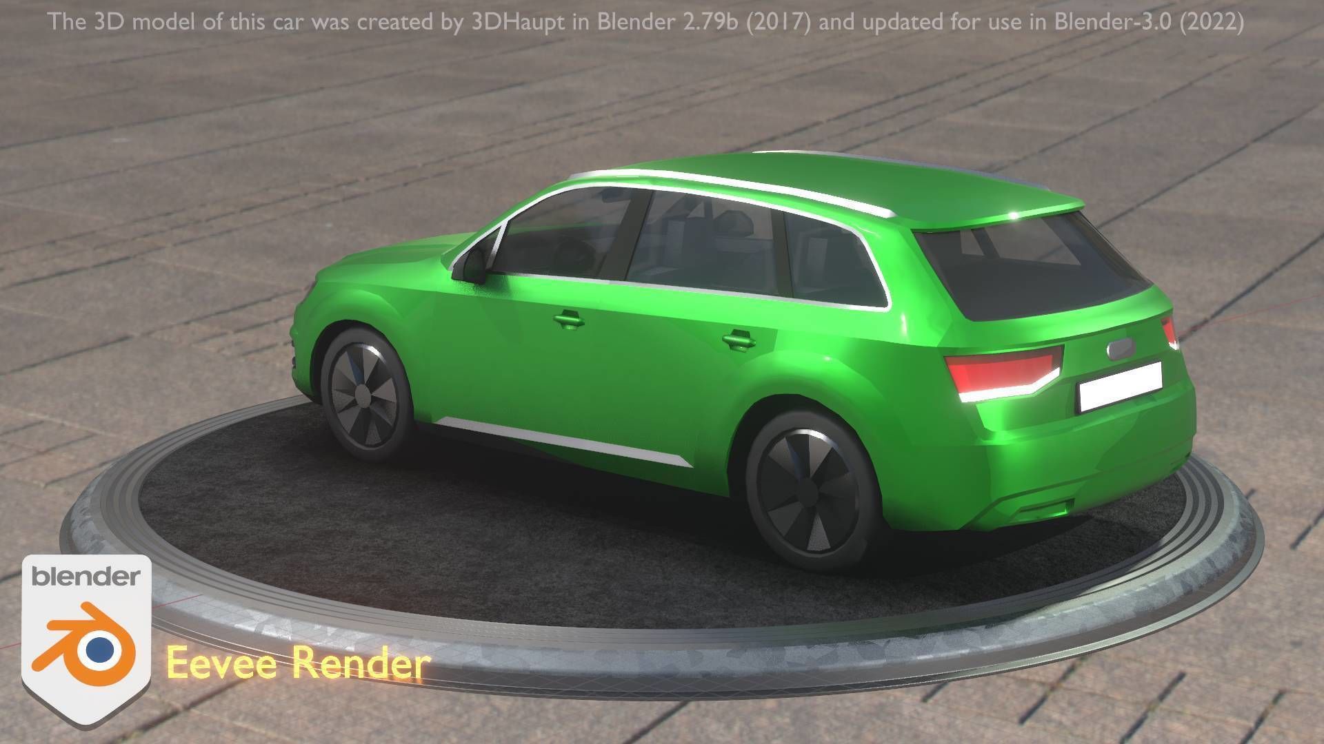 City Car 46 SUV Type-B Green Low-poly 3D model_26