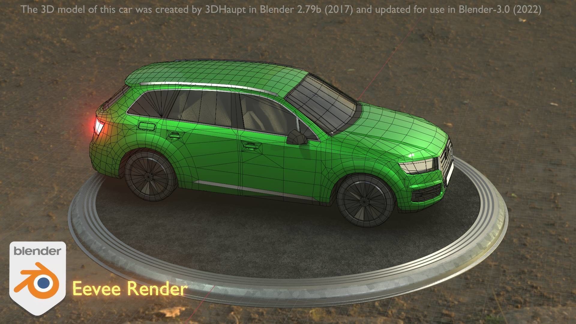 City Car 46 SUV Type-B Green Low-poly 3D model_74