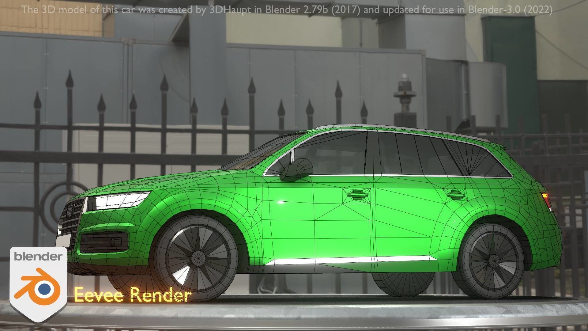 City Car 46 SUV Type-B Green Low-poly 3D model_65
