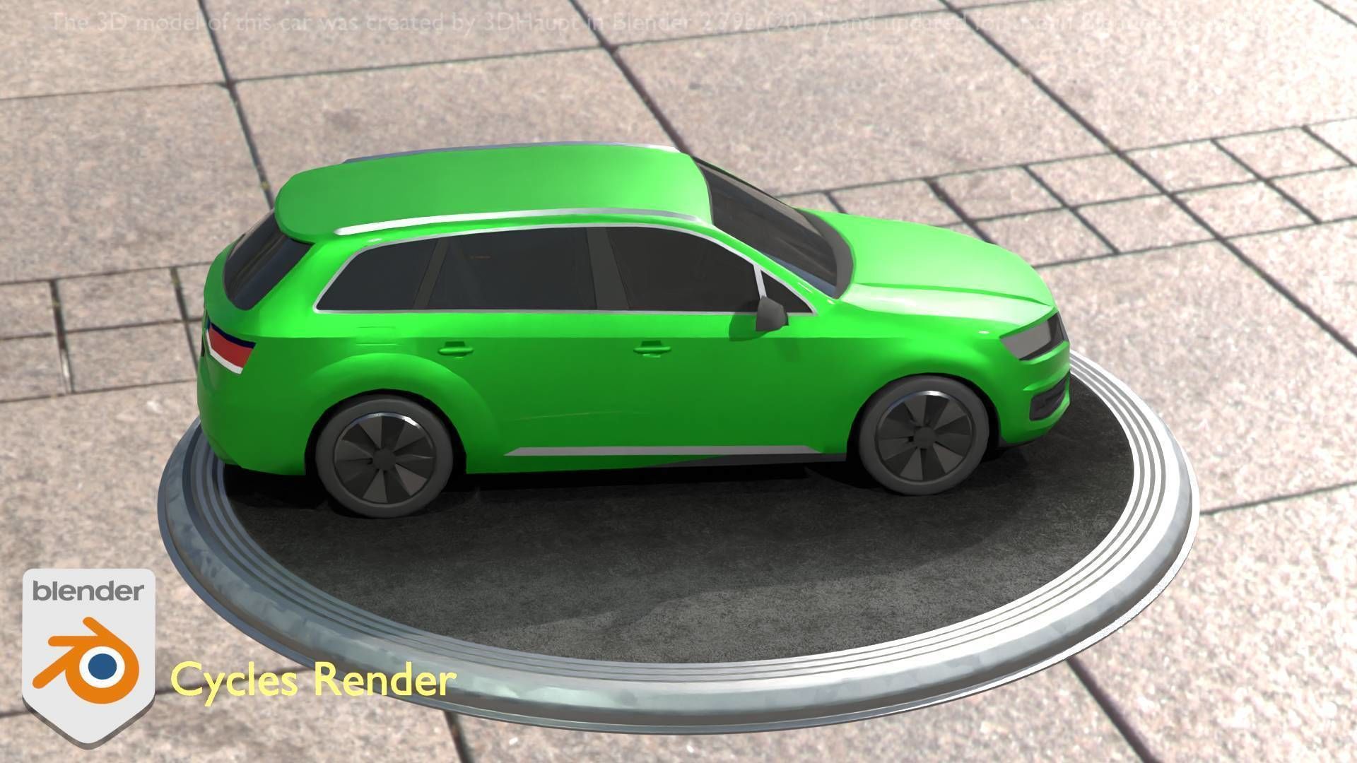 City Car 46 SUV Type-B Green Low-poly 3D model_6
