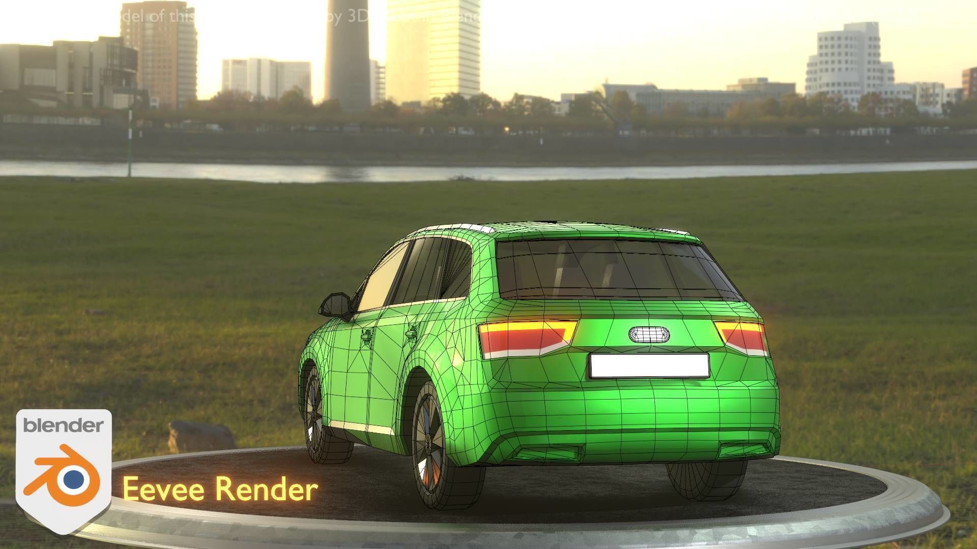 City Car 46 SUV Type-B Green Low-poly 3D model_53