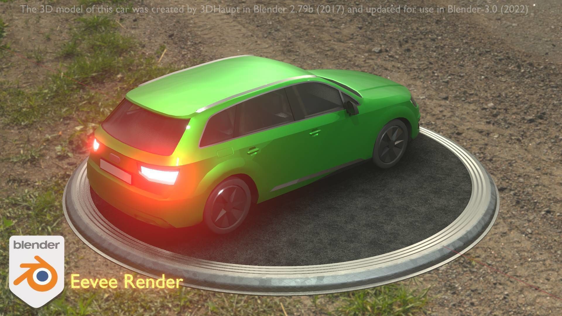 City Car 46 SUV Type-B Green Low-poly 3D model_11