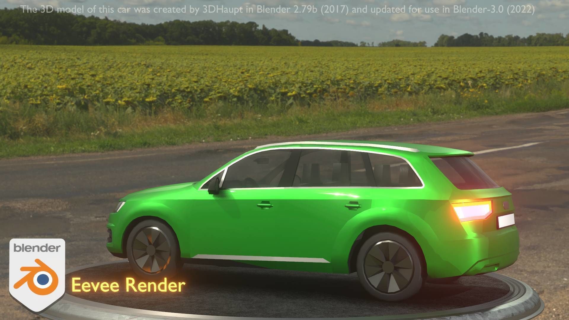 City Car 46 SUV Type-B Green Low-poly 3D model_51