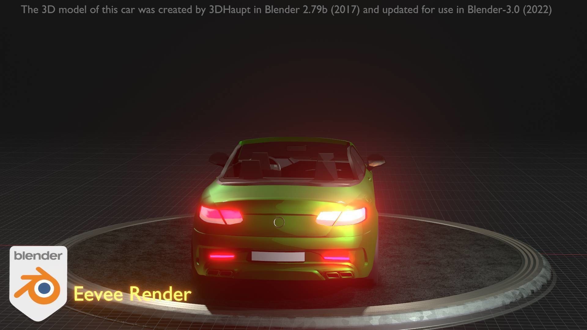 City Car 47 Top-Class Cabrio Open Type-A Green Low-poly 3D model_95