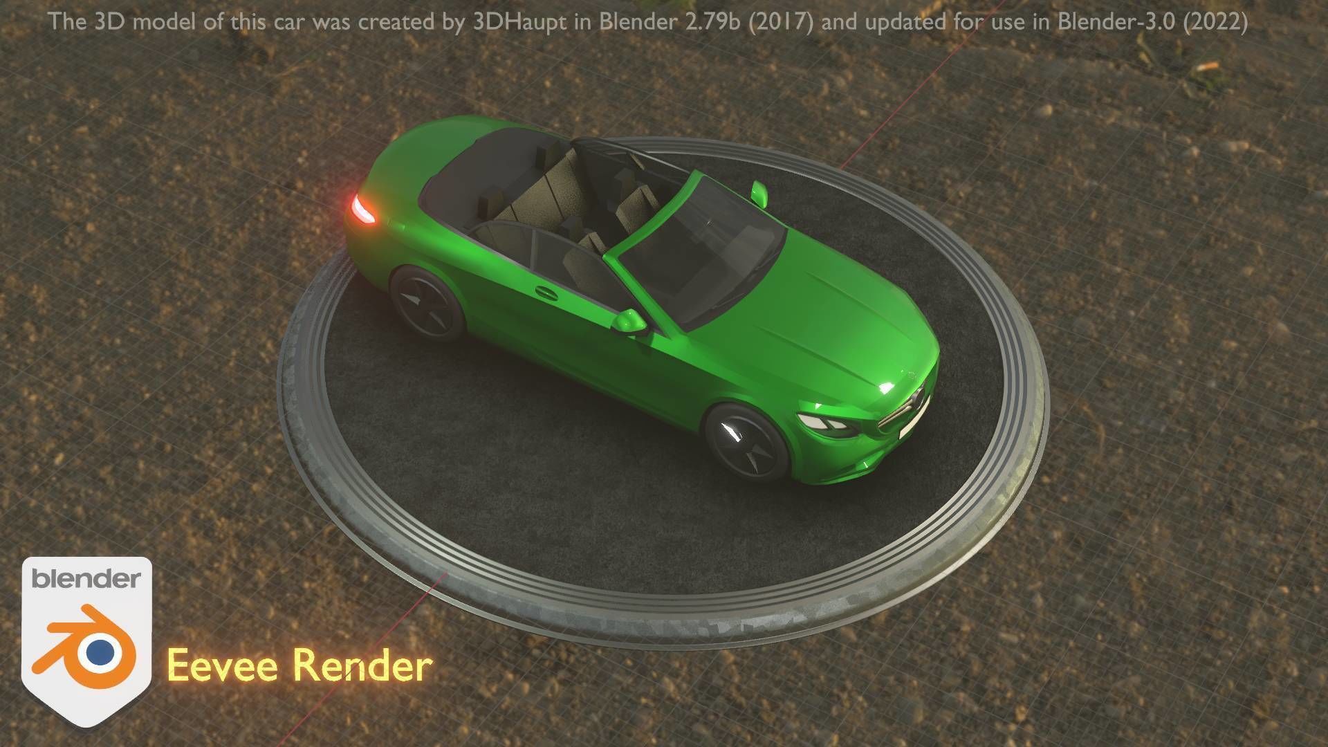 City Car 47 Top-Class Cabrio Open Type-A Green Low-poly 3D model_31