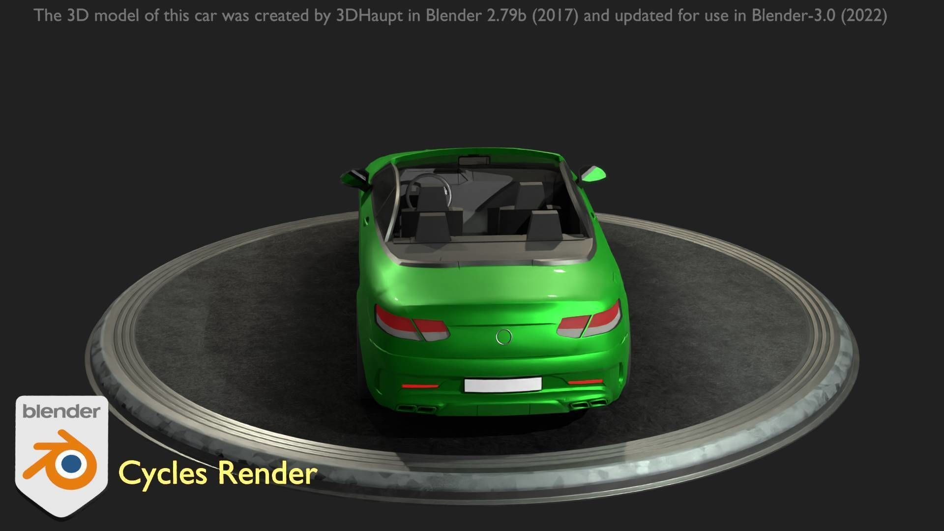 City Car 47 Top-Class Cabrio Open Type-A Green Low-poly 3D model_56