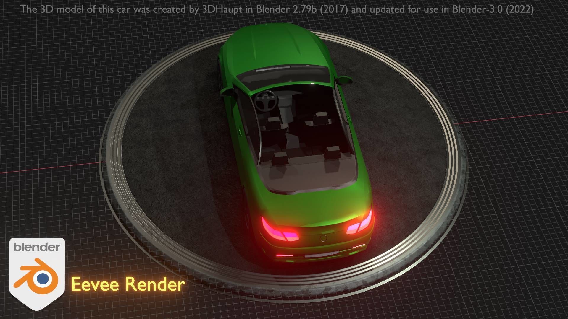 City Car 47 Top-Class Cabrio Open Type-A Green Low-poly 3D model_40