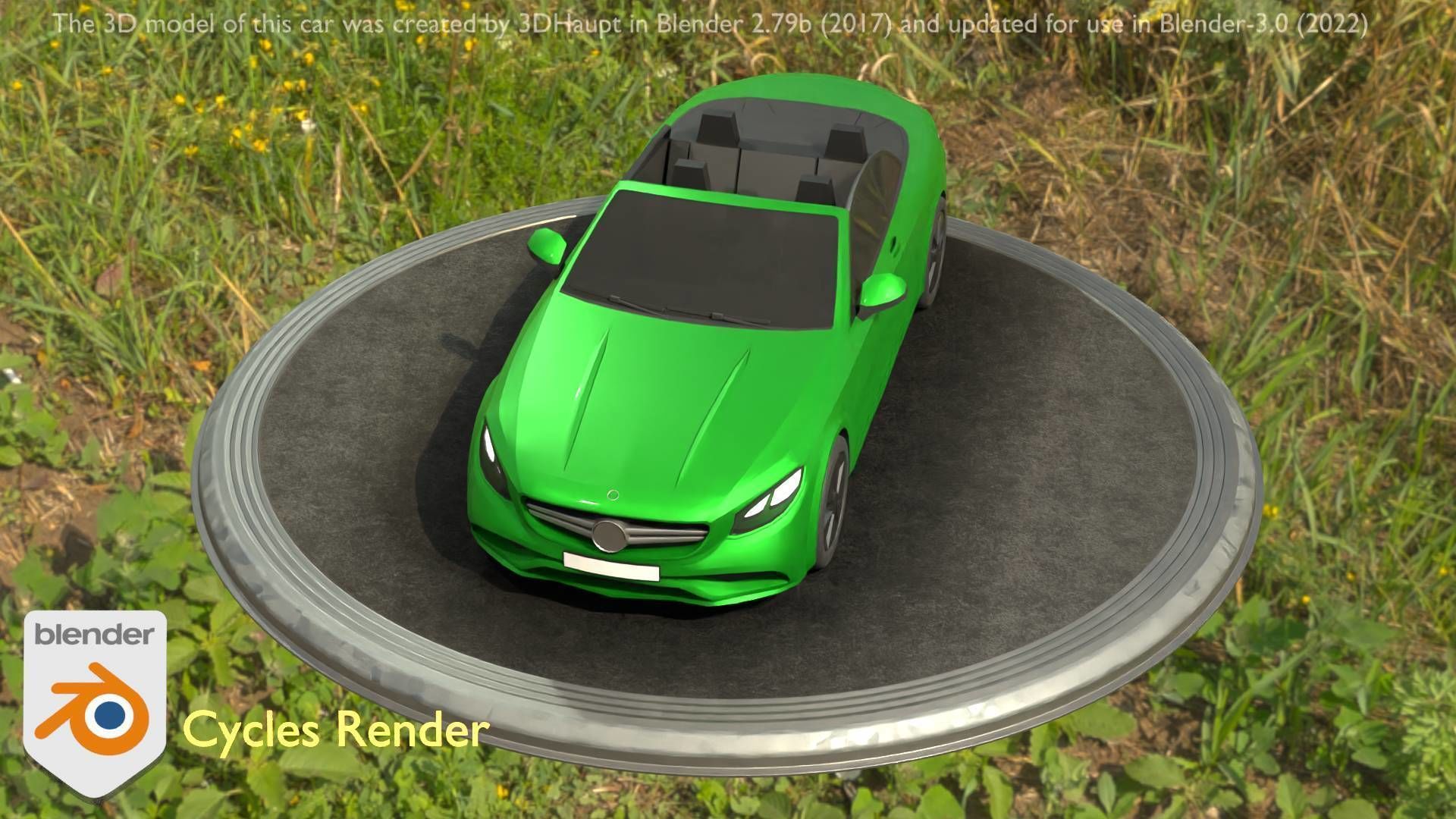 City Car 47 Top-Class Cabrio Open Type-A Green Low-poly 3D model_27