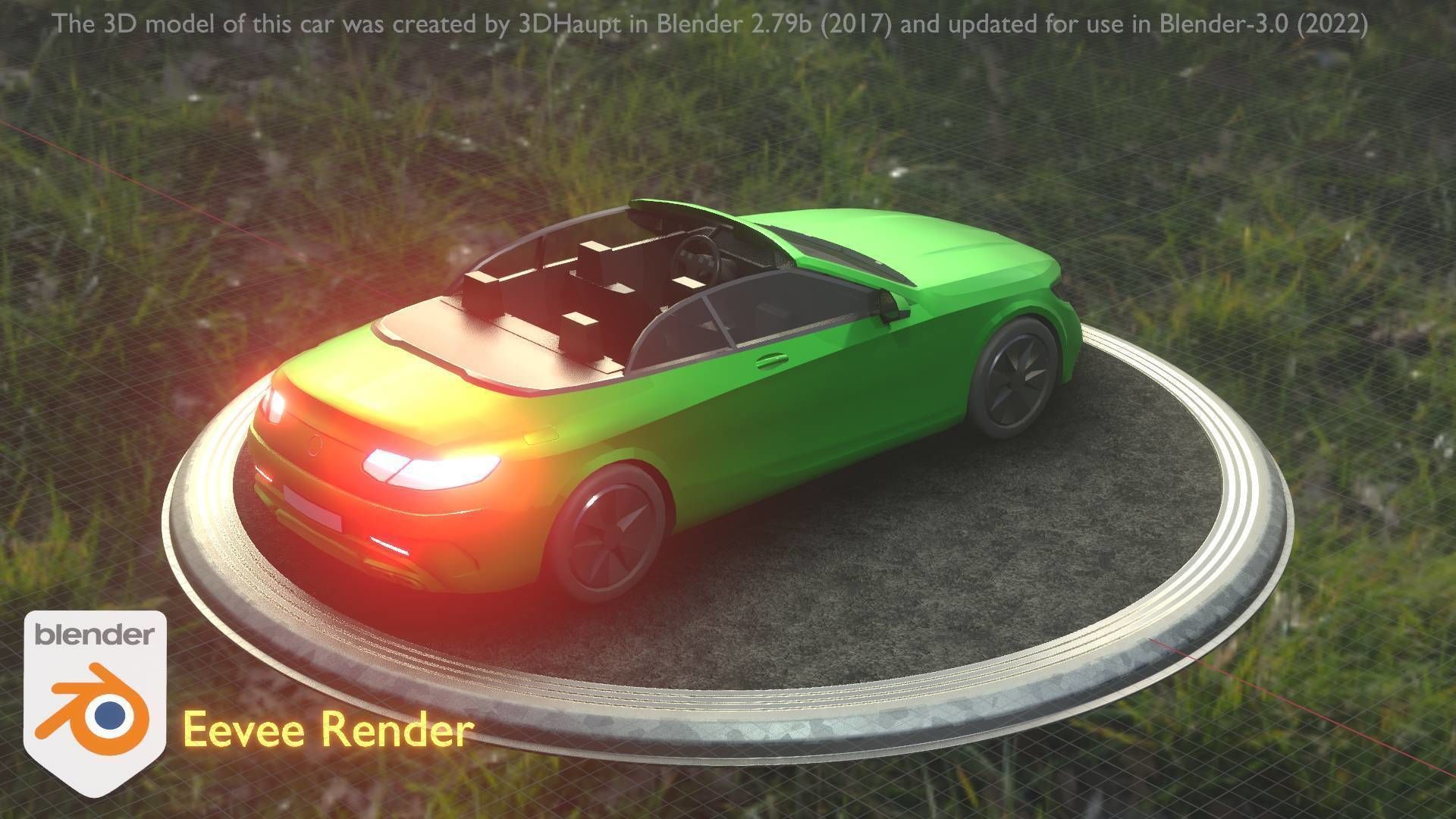 City Car 47 Top-Class Cabrio Open Type-A Green Low-poly 3D model_100