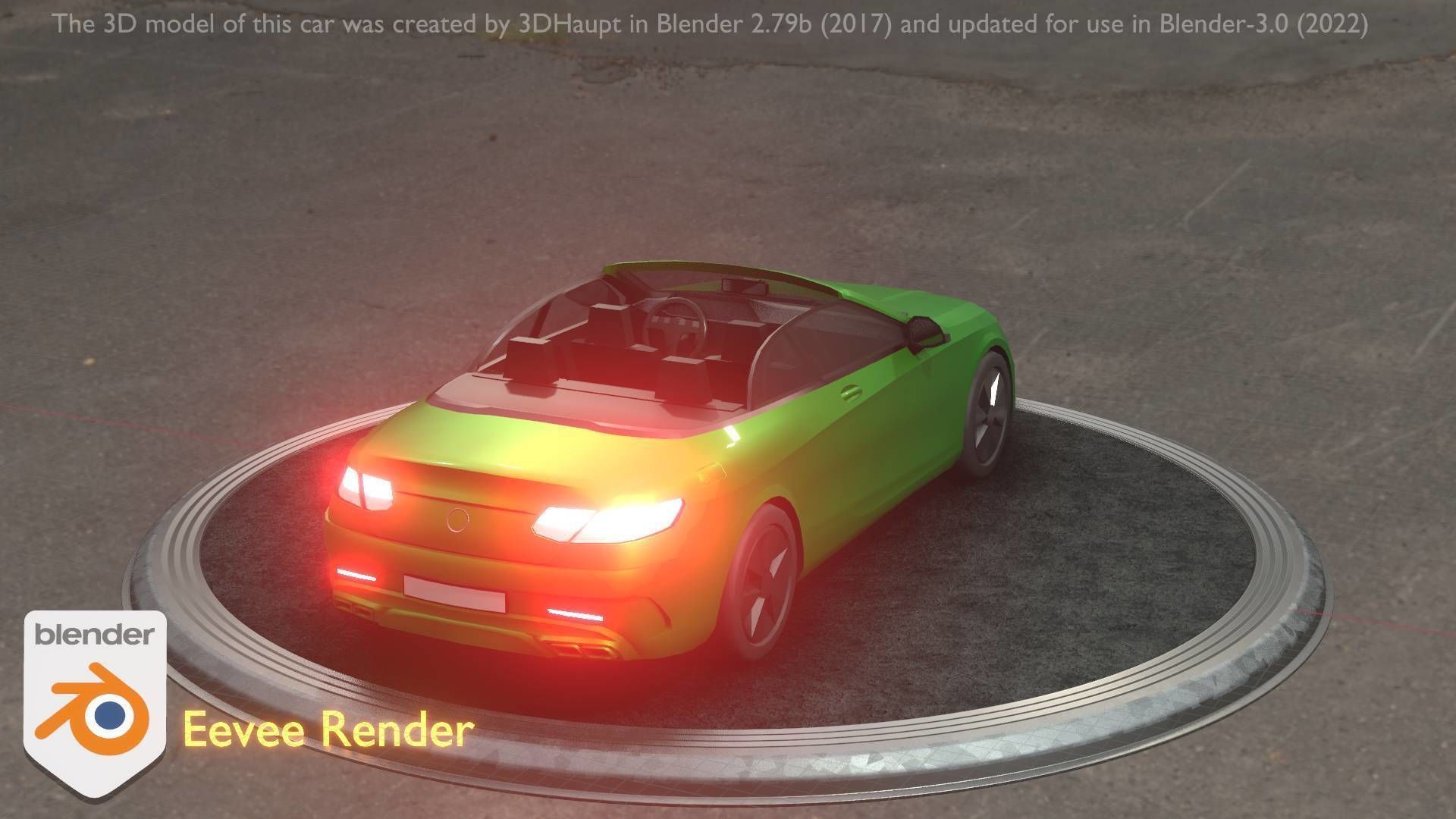 City Car 47 Top-Class Cabrio Open Type-A Green Low-poly 3D model_45