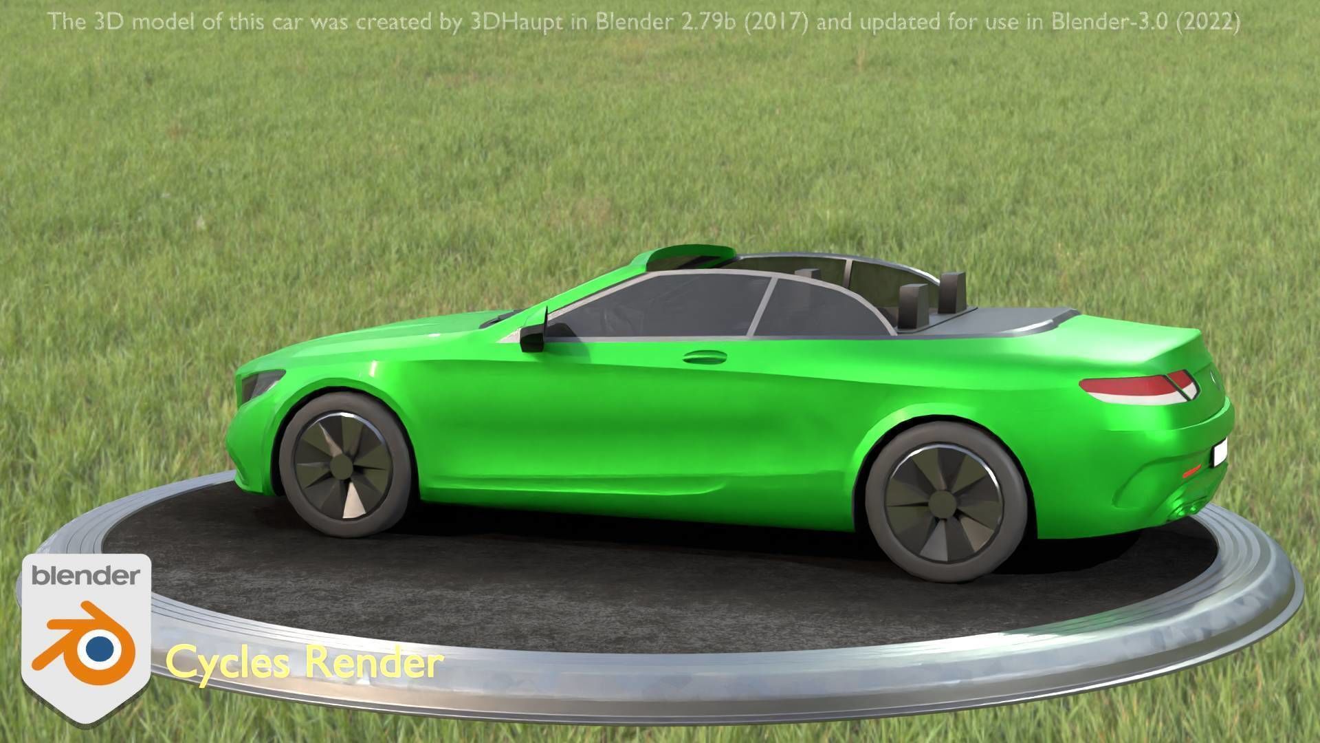 City Car 47 Top-Class Cabrio Open Type-A Green Low-poly 3D model_101