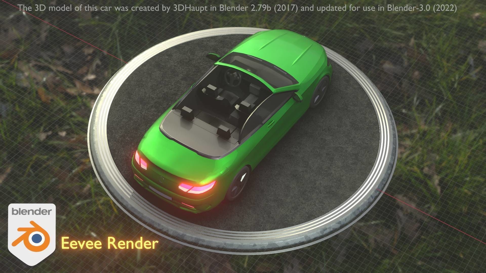 City Car 47 Top-Class Cabrio Open Type-A Green Low-poly 3D model_44