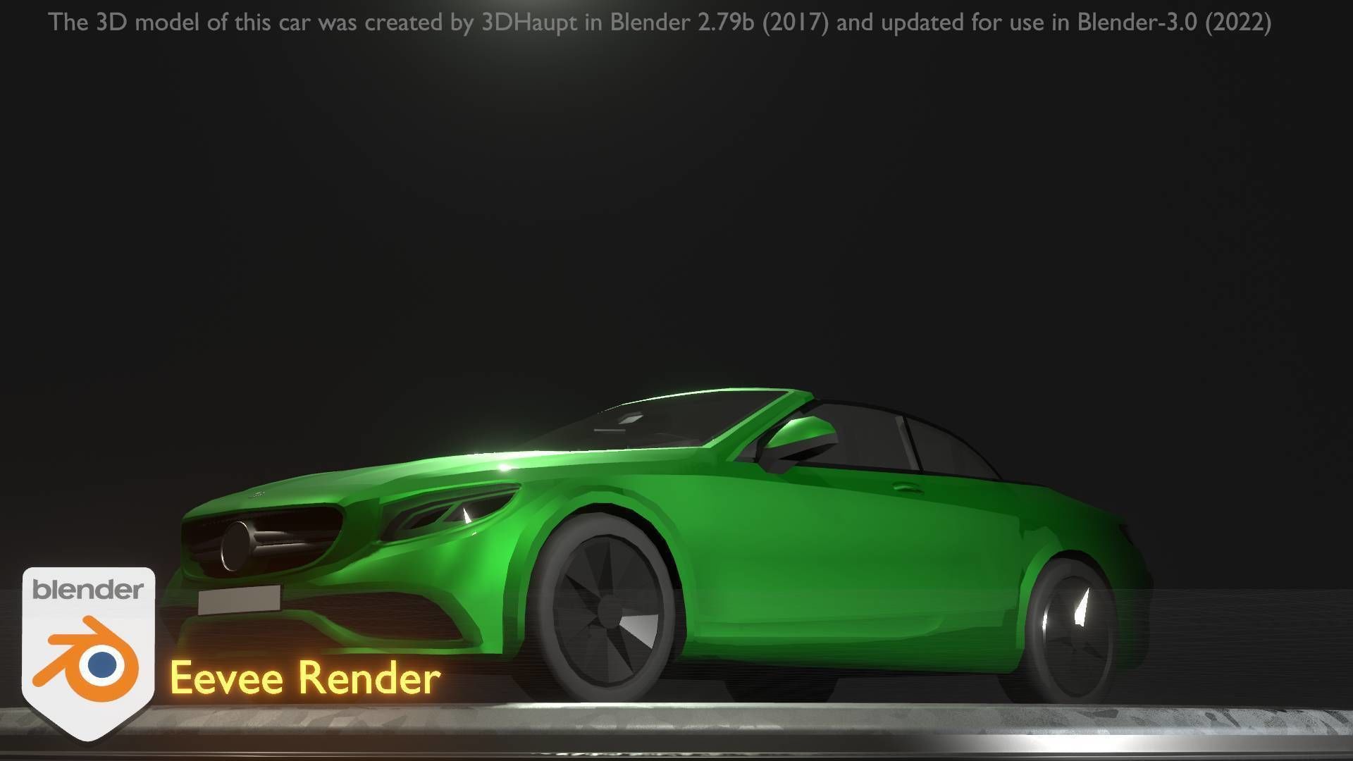 City Car 47 Top-Class Cabrio Open Type-A Green Low-poly 3D model_96