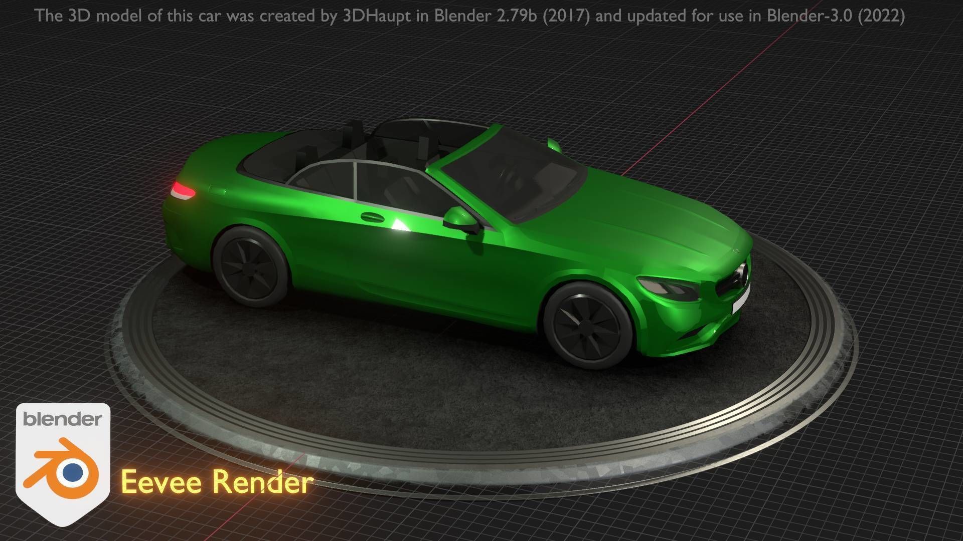 City Car 47 Top-Class Cabrio Open Type-A Green Low-poly 3D model_57