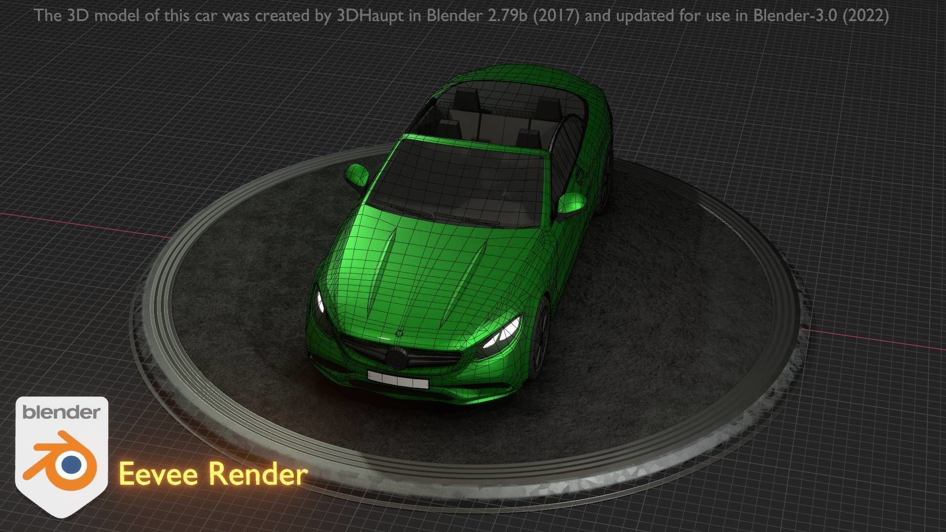 City Car 47 Top-Class Cabrio Open Type-A Green Low-poly 3D model_67