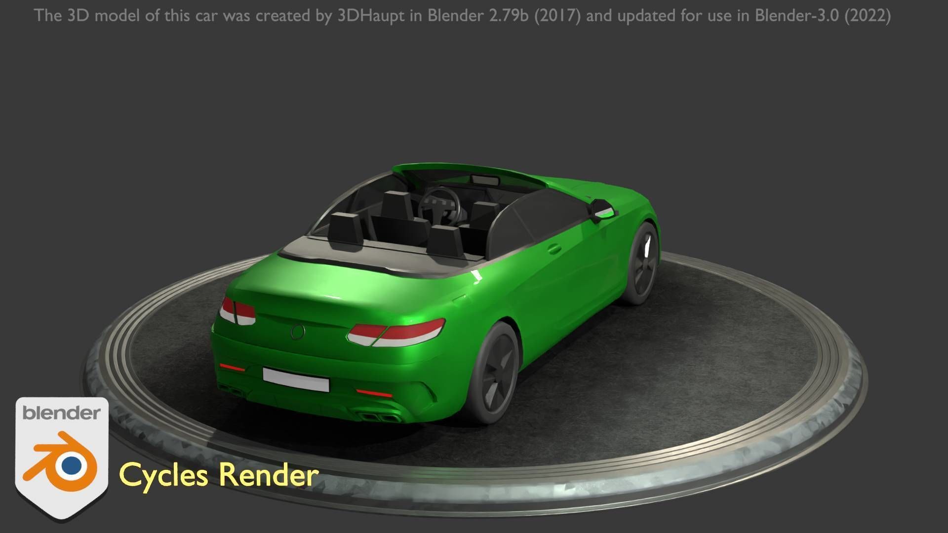 City Car 47 Top-Class Cabrio Open Type-A Green Low-poly 3D model_91