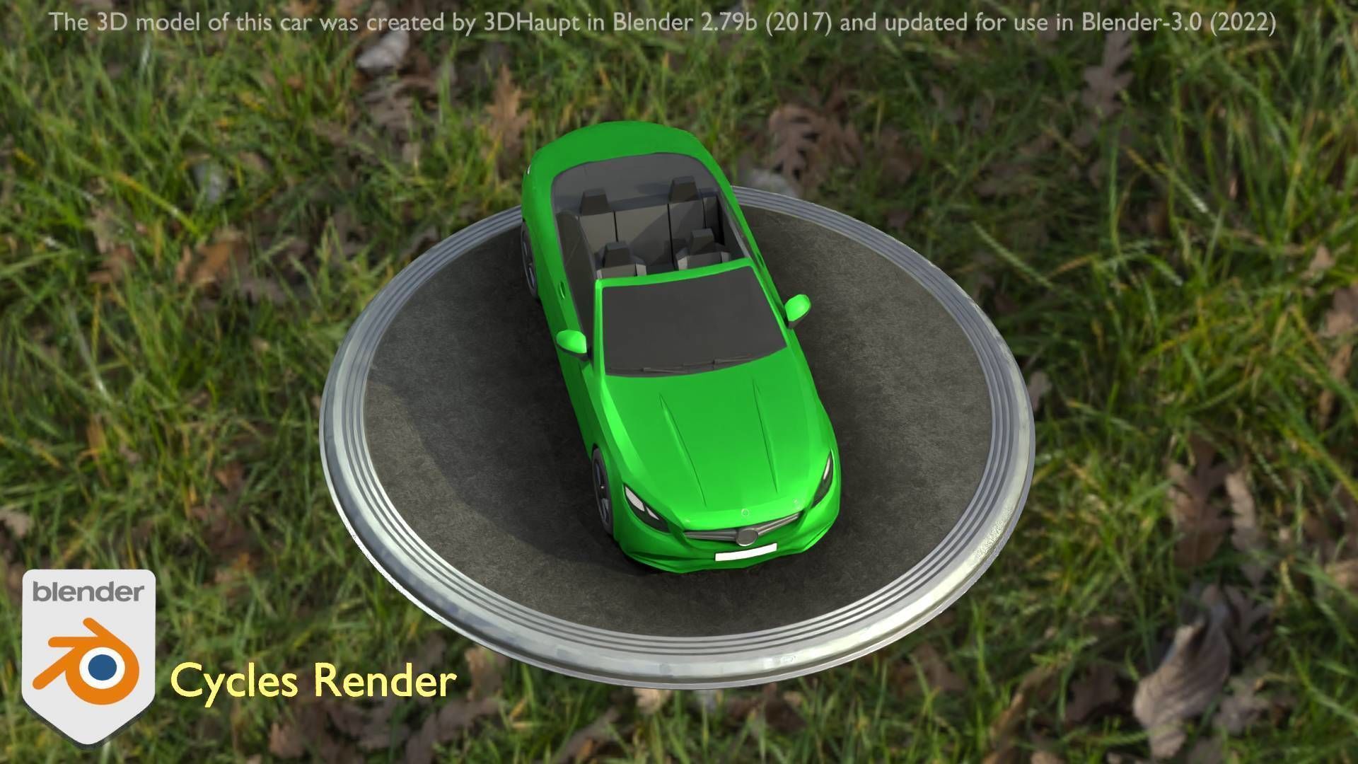 City Car 47 Top-Class Cabrio Open Type-A Green Low-poly 3D model_79