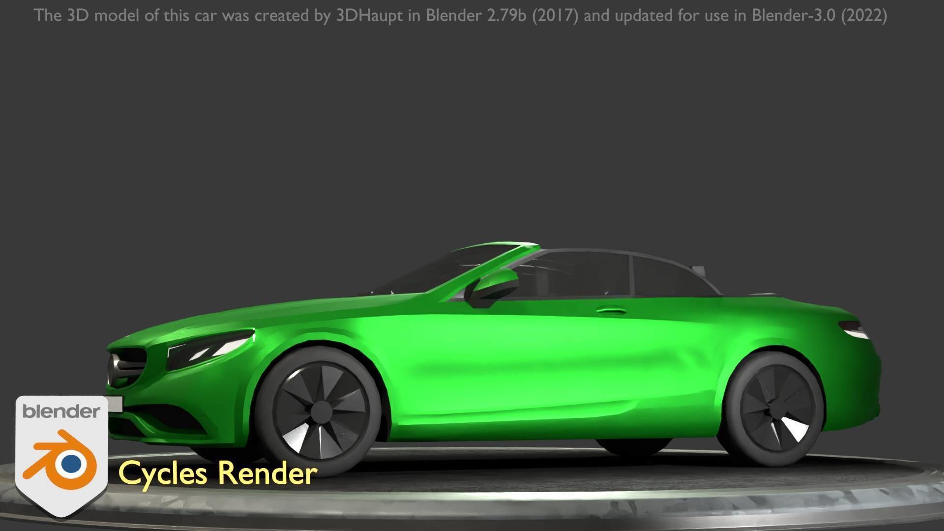 City Car 47 Top-Class Cabrio Open Type-A Green Low-poly 3D model_94