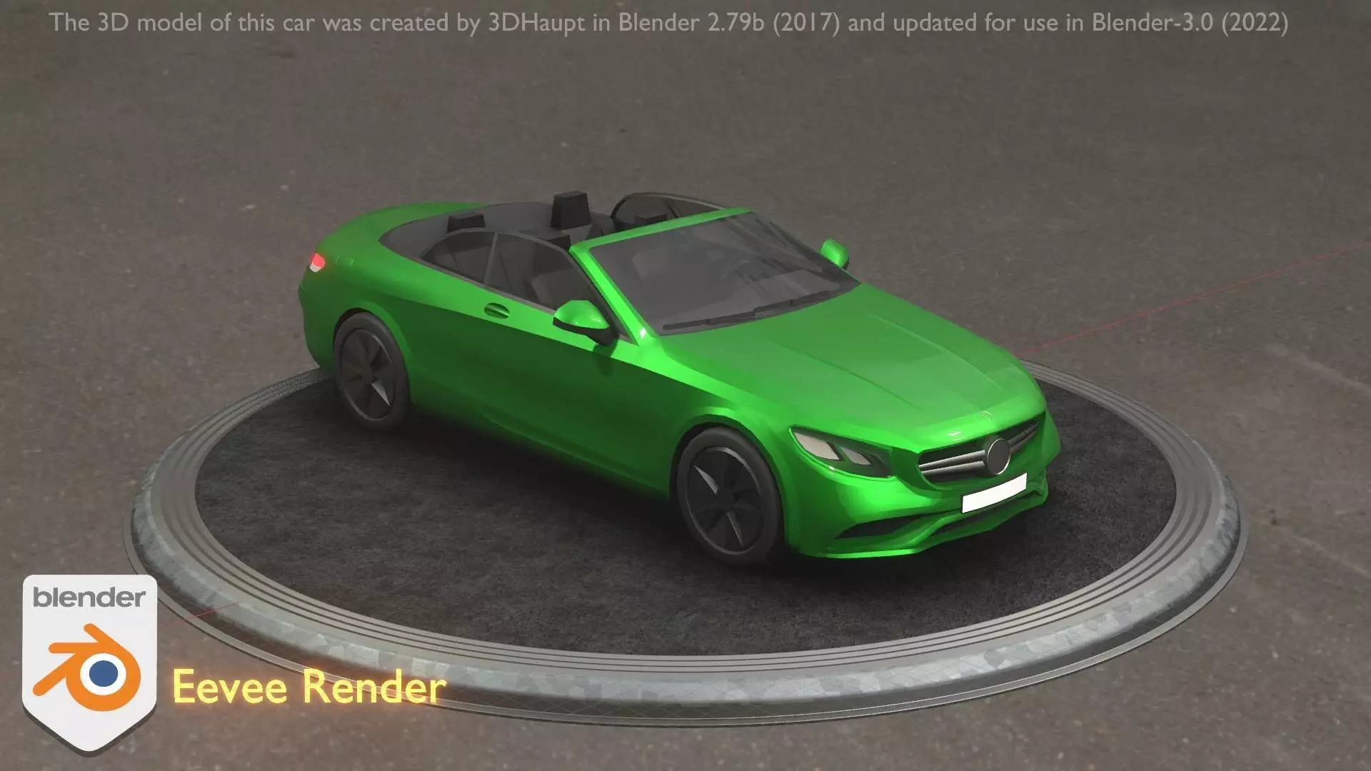 City Car 47 Top-Class Cabrio Open Type-A Green Low-poly 3D model_0