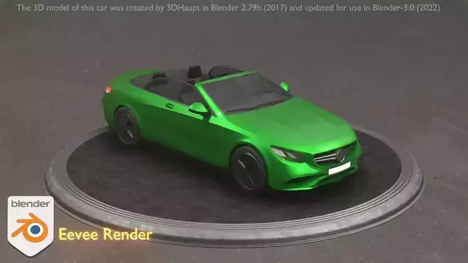 City Car 47 Top-Class Cabrio Open Type-A Green Low-poly 3D model