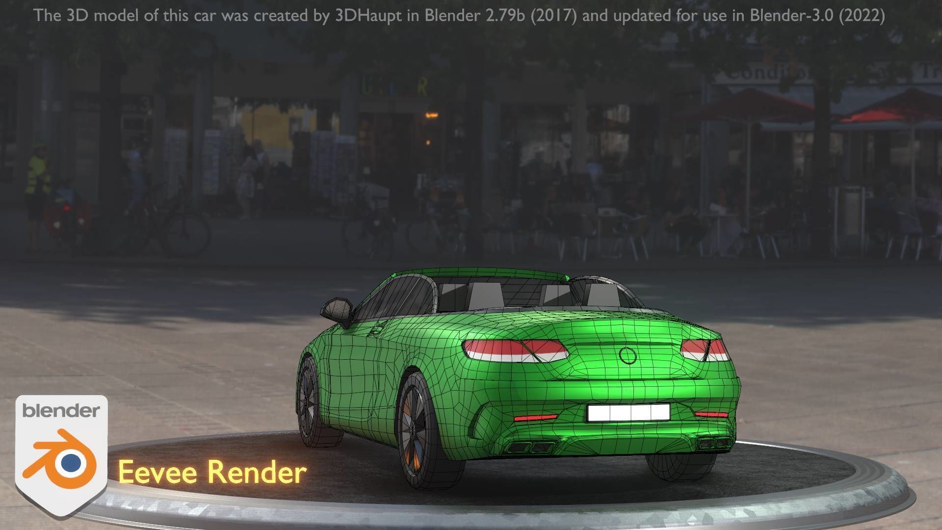 City Car 47 Top-Class Cabrio Open Type-A Green Low-poly 3D model_35